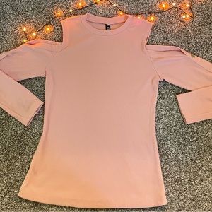 Cold-Shoulder Long Sleeve Light Peach Blouse